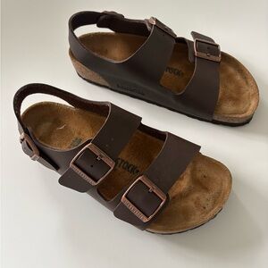 Birkenstock Dark Brown Two-Strap Open-Toe Sandals